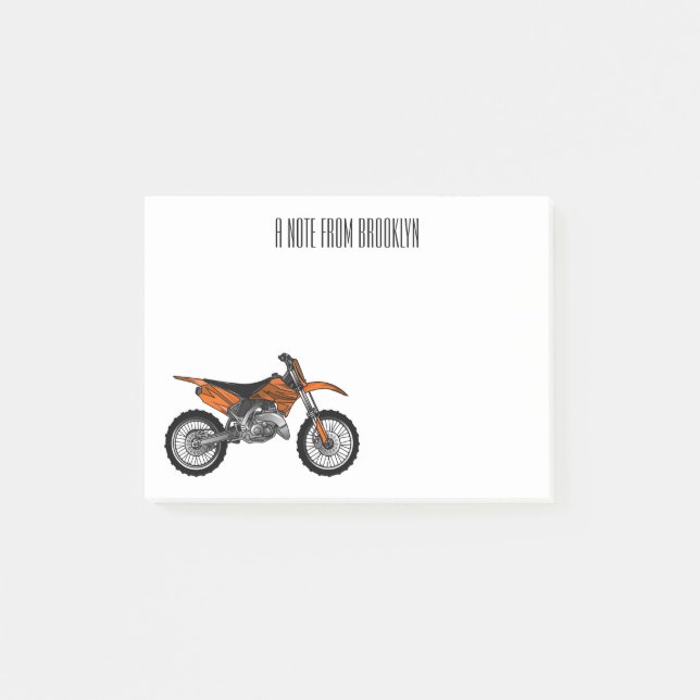 Dirt bike off-road motorcycle / motocross cartoon post-it notes (Front)