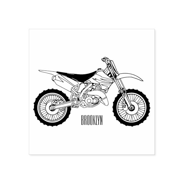 Dirt bike off-road motorcycle / motocross cartoon rubber stamp (Imprint)