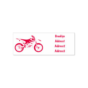 Dirt bike off-road motorcycle / motocross cartoon self-inking stamp
