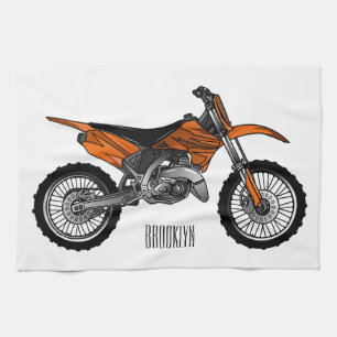 Dirt bike off-road motorcycle / motocross cartoon tea towel