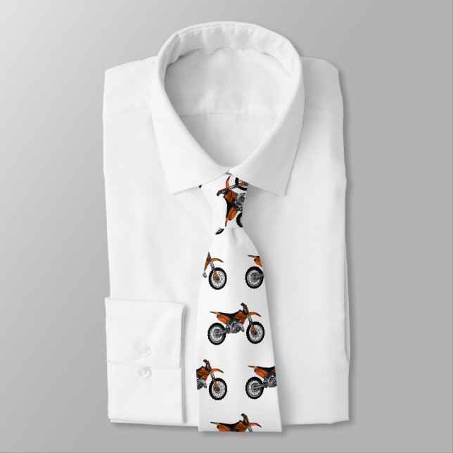 Dirt bike off-road motorcycle / motocross cartoon tie (Tied)