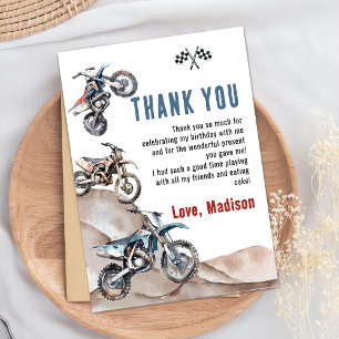 Dirt Bike Race Boy Birthday Thank You Card