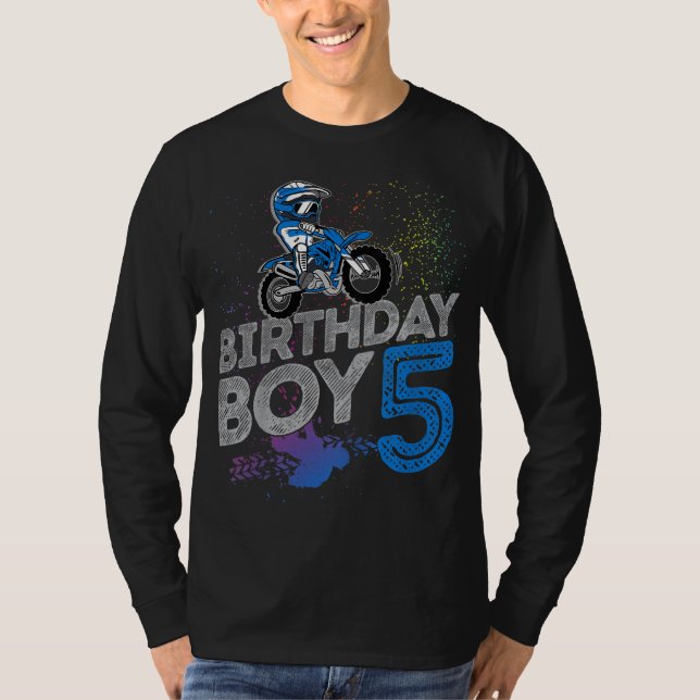 Dirt Bike Rider 5 Years Old Motocross 5th Birthday T-Shirt (Front)