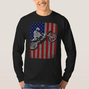 Dirt Bike Rider Motocross Racer American Flag T-Shirt