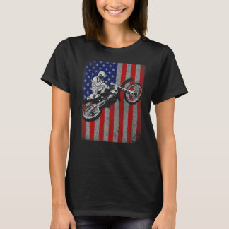 Dirt Bike Rider Motocross Racer American Flag T-Shirt