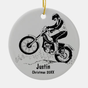 Dirt Bike Rider Ornament (silver grey)