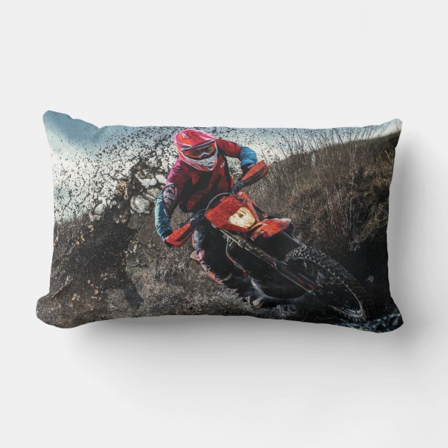 Dirt bike rider throw pillow (Front)