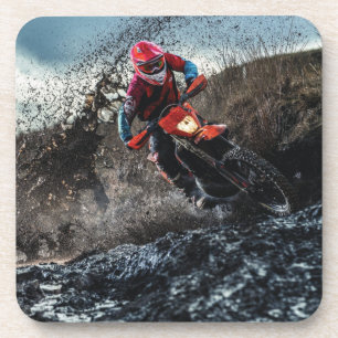 Dirt bike rider throw pillow coaster