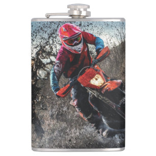 Dirt bike rider throw pillow hip flask