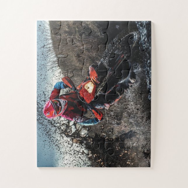 Dirt bike rider throw pillow jigsaw puzzle (Vertical)