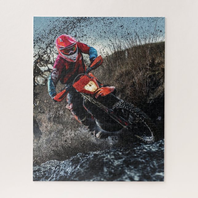 Dirt bike rider throw pillow jigsaw puzzle (Vertical)