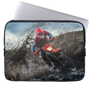 Dirt bike rider throw pillow laptop sleeve