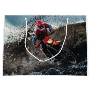 Dirt bike rider throw pillow large gift bag