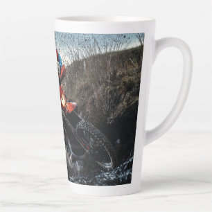 Dirt bike rider throw pillow latte mug