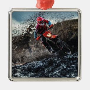 Dirt bike rider throw pillow metal tree decoration