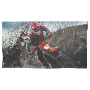Dirt bike rider throw pillow pillowcase