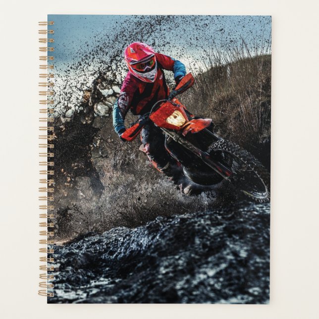 Dirt bike rider throw pillow planner (Front)