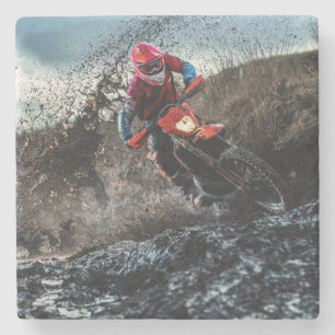 Dirt bike rider throw pillow stone coaster