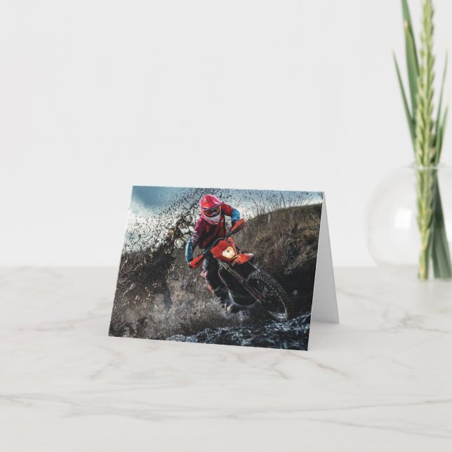 Dirt bike rider throw pillow thank you card (Front)