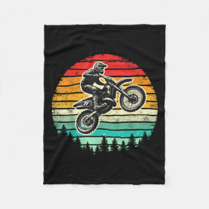 Dirt Bike Rider Vintage Motorcycle Motocross Fleece Blanket