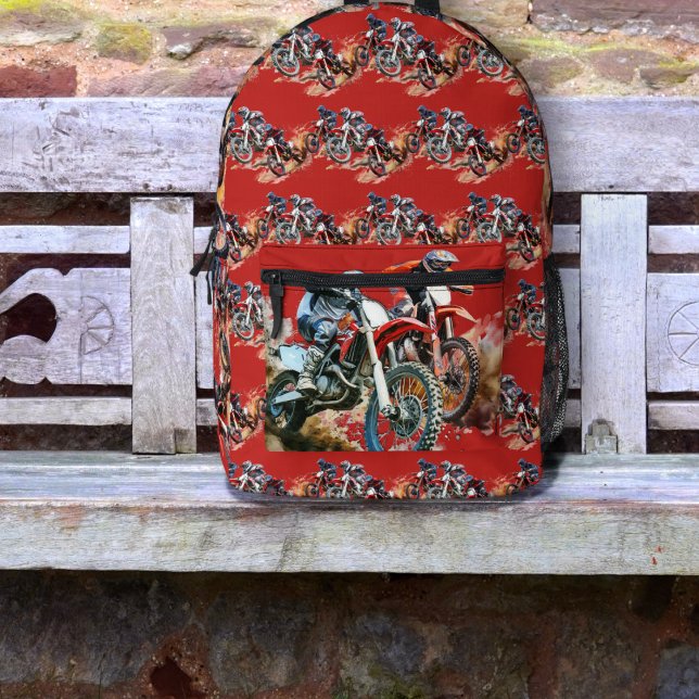 Dirt Bike Riders Motocross Racing Printed Backpack (Creator Uploaded)