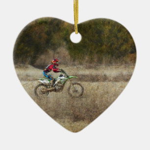Dirt Bike Riding Ceramic Tree Decoration