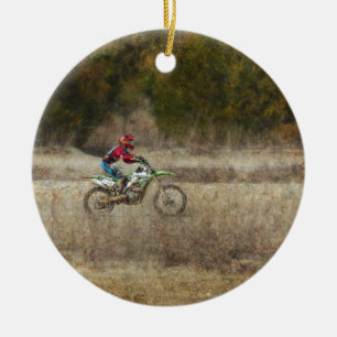 Dirt Bike Riding Ceramic Tree Decoration