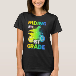 Dirt Bike  Riding Into 1st Grade Dinosaur T-Shirt