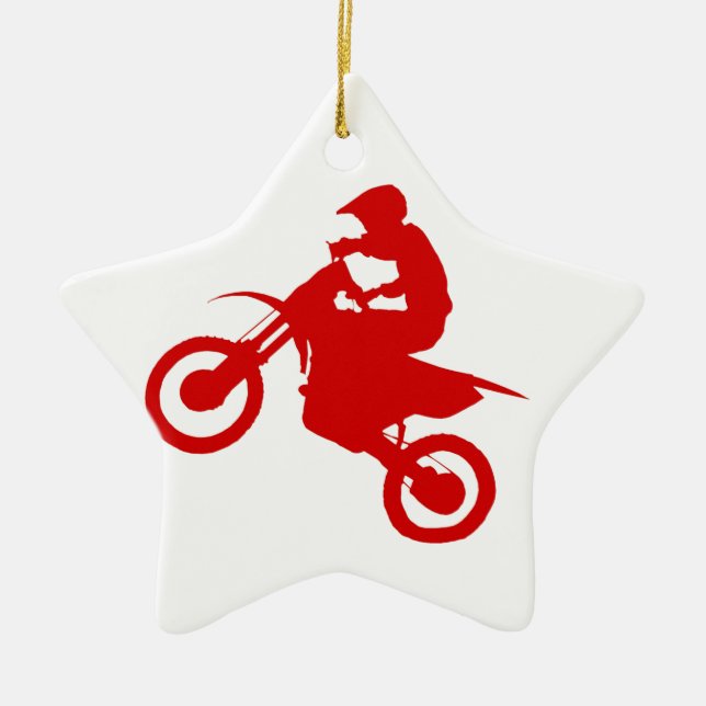 DIRT BIKE (scarlet) Ceramic Tree Decoration (Front)