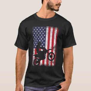 Dirt Bike Usa Flag Costume Motocross American Flag T-Shirt