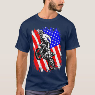 Dirt Bike USA Flag Motocross American Flag Gift T-Shirt