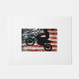 Dirt Bike USA Flag T-Shirt Motocross American Flag Doormat