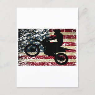 Dirt Bike USA Flag T-Shirt Motocross American Flag Enclosure Card