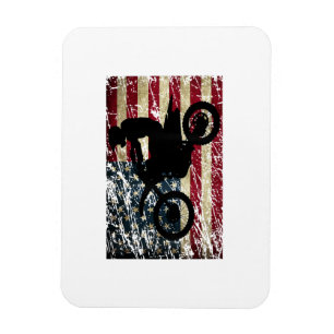 Dirt Bike USA Flag T-Shirt Motocross American Flag Magnet