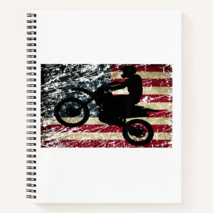 Dirt Bike USA Flag T-Shirt Motocross American Flag Notebook