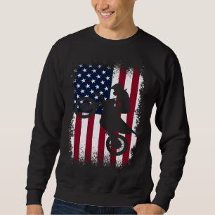 Dirt Bike Vintage USA American Flag Motorcycle Wom Sweatshirt