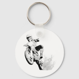 Dirt Bike Wheeling in the Mud Key Ring