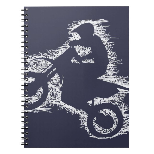 DIRT BIKE ( white scribble ) Spiral Notebook (Front)