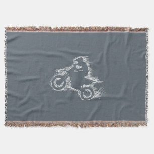 DIRT BIKE ( white scribble ) Throw Blanket