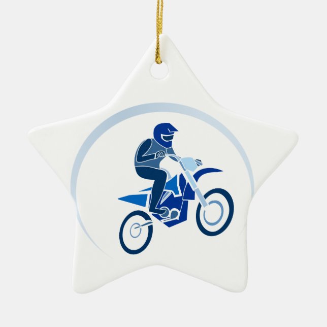 Dirt Biker Vector Biking Ceramic Tree Decoration (Front)
