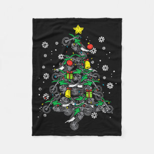 Dirt Bikes Christmas Tree Xmas Motocross Men Boy Fleece Blanket