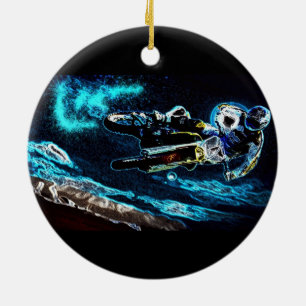 dirt biking motocross racing Motorcycle biker Ceramic Tree Decoration