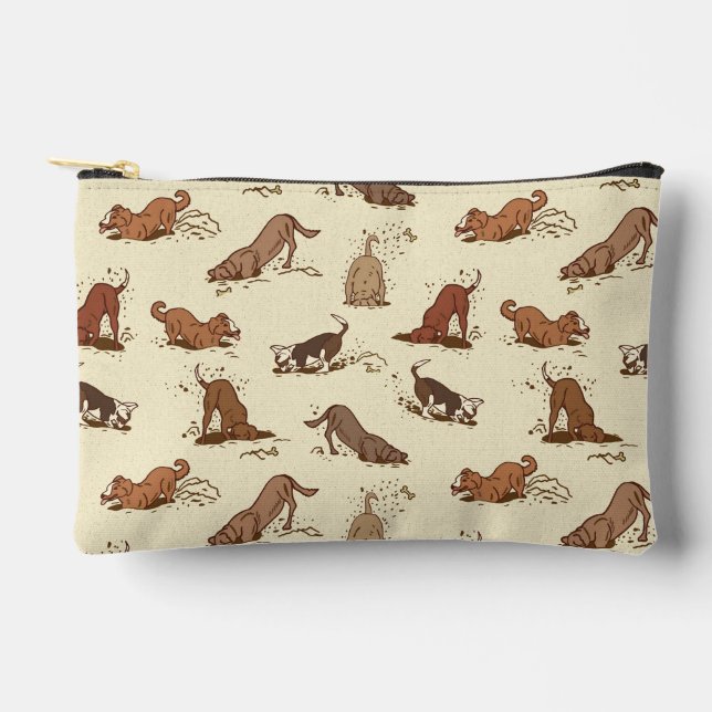 Dirt Digging Dogs - beach vacation pattern.   Accessory Pouch (Front)