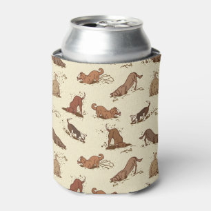 Dirt Digging Dogs - beach vacation pattern.   Can Cooler