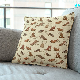 Dirt Digging Dogs - beach vacation pattern. Cushion