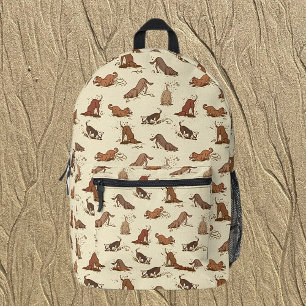 Dirt Digging Dogs - beach vacation pattern.   Printed Backpack