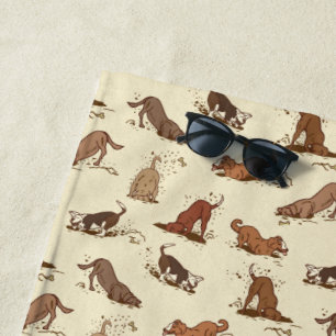 Dirt Digging Dogs - beach vacation pattern. Towel