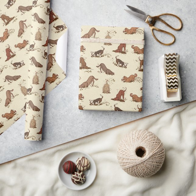 Dirt Digging Dogs - beach vacation pattern.   Wrapping Paper (Crafts)