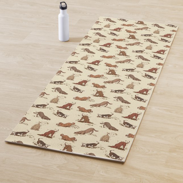 Dirt Digging Dogs - beach vacation pattern.   Yoga Mat (In Situ)