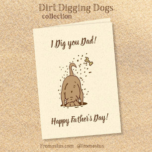 Dirt Digging Dogs - Happy Father's Day.   Card